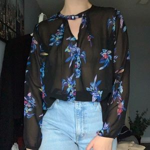 Floral mesh blouse
